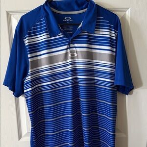 Oakley Men's Polo in Blue and Gray Stripes